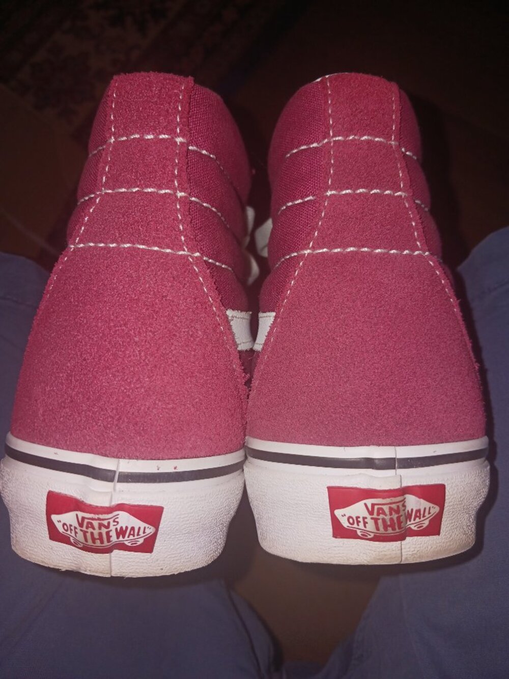 Vans Sk8-Hi High Top Skate Shoes Men 7.5 Women 9 Maroon Burgundy Rose Pink - Picture 3 of 7